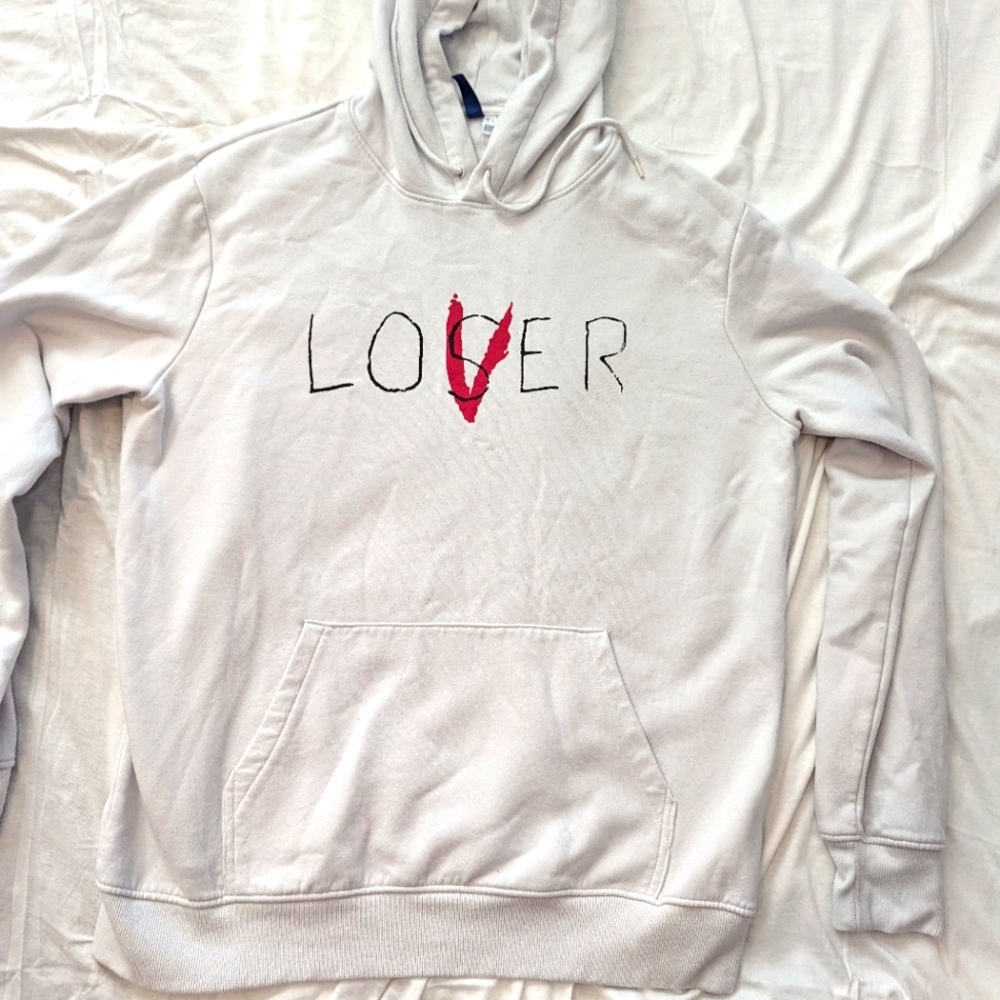 It Stephen King Movie Lover Loser Losers Club Off White Hoodie Size Large